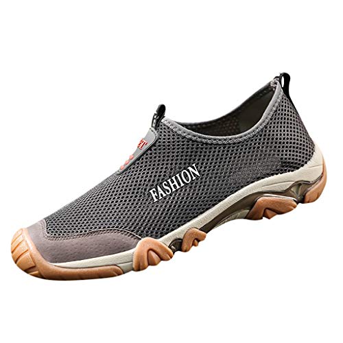 Preisvergleich Produktbild ZHANSANFM Herren Laufschuhe Rutschfeste Leichtathletikschuhe Weich Elastisch Atmungsaktiv Aquaschuhe Turnschuhe aus Mesh Trainer Komfortable Leichte Sportschuhe Gr.39-44(40 Grau)