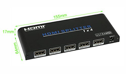 WINGONEER HDMI 2.0 Splitter 1×4 1080p auch für 3D 1:4 Verteiler HDCP2.2 DVI1.0 Full HD 1 In 4 Out - 5