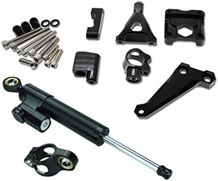Motorcycle Steering Dampers Stabilizer Buffer Control Bar With Mounting Bracket Kits Set for Kawasaki Z300 Z250 Z 250 300 2015 2016 (Black)