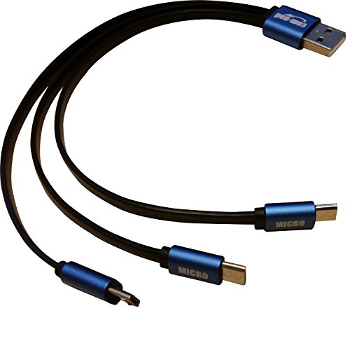 COM-PAD 3xMicro-USB auf USB Splitter-Ladekabel 2x 25cm schwarz/blau - 4