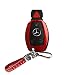Produktbild FancyAuto Hülle Autoschlüssel Keyless Schlüssel Schutzhülle Schlüsselhülle Cover Auto für Mercedes Benz Plug-in Key with Leder Schlüsselkette(rot,rot)
