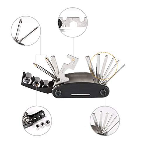 Fahrrad Reparatur Set, mini Fahrradpumpe + Sechswinkel Schraubendreher Schraubenschlüssel + Fahrradreifen Flickzeuge - 4