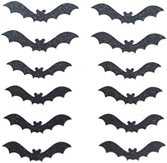 Set of 24 Black Glitter Bat Temporary Tattoos