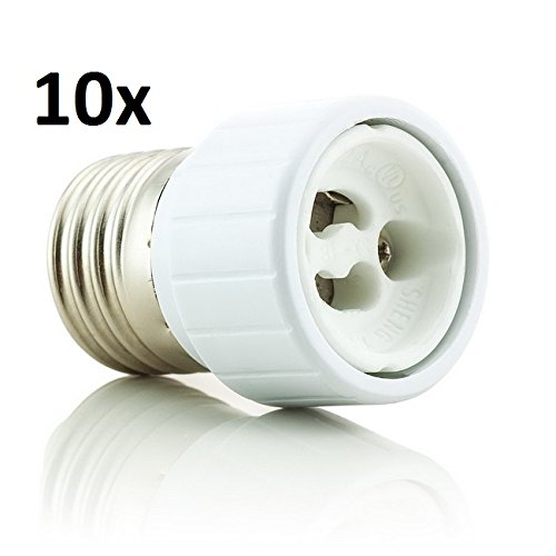 Preisvergleich Produktbild Saxonia. 10x E27 auf GU10 Lampensockel Adapter, 10er-Set