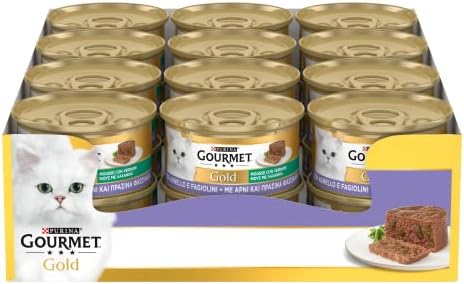 GOURMET Gold Cibo Umido per Gatti Adulti Mousse con Agnello e Fagiolini 24 Lattine da 85g