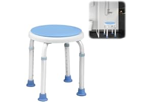 YUENFONG Taboret prysznicowy, z regulacją wysokości, obracany o 360°, antypoślizgowy, dla kobiet w ciąży i seniorów