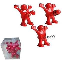 EQLEF® heureux ouvre l'homme de la bouteille, Bouteille de vin Bouchon - Bouteille de vin Tire-bouchon - Bouteille de bière Opener- Cadeau de bâillon - 3-et-une - Vin Scellant - Tout-en-un - boissons bouchon de bouteille - ouvreur de vin - Set Nouveauté - Gift Set - Wine Saver - pack 3