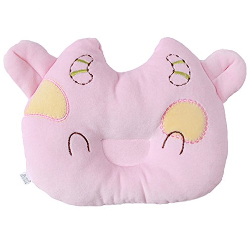 Lalang Cute Cow Newborn Baby Infant Pillows Prevent Flat Head Pillow Support (pink)
