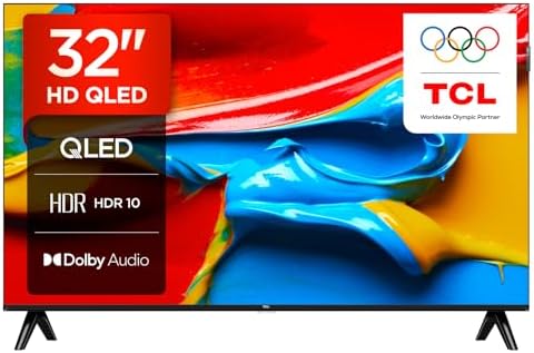 TCL TV 32V4C - 32" HD Smart QLED Direct LED con Android TV e HDR - Compatibile con Google Cast e Google Home, Design Delgado