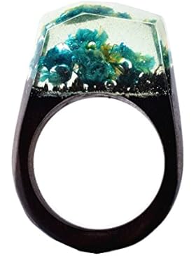 Handgefertigte geheimnis holzharz ring bunten blumen - schmuck in ringe