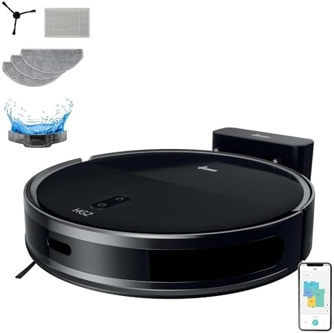Hoover HG2 Robot Aspirapolvere e Lavapavimenti Hydro, Ultra-Sottile – Potente Aspirazione da 5000Pa, Pulizia sotto i Mobili, Navigazione Laser, Fino a 160 Minuti di Autonomia, [HG2Z30H]