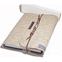 Kalender 2018 , Einband Notizbuch, Buchhülle A5 Name Kalenderhülle Filz Muschel-beige Leder retro Vintage Geschenk Schule Abitur Ausbildung Studium Karabiner lässig