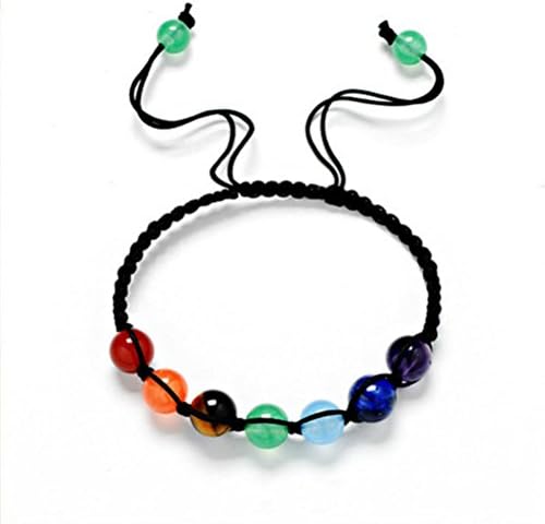 Tibetan 8 mm Bracelet 7 Chakras pièrres Beads Buddhist lama, Retro régalble Braided with Chinese Knot Bracelet