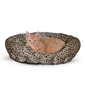 K&H Self Warming 19-Inch Leopard Pet Bed, Brown