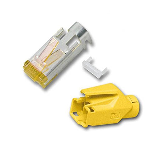 BIGtec 10 x RJ45 Stecker TM31 Hirose CAT.6a gelb / Stecker + Tülle + Knickschutz / CAT6a Crimp Stecker
