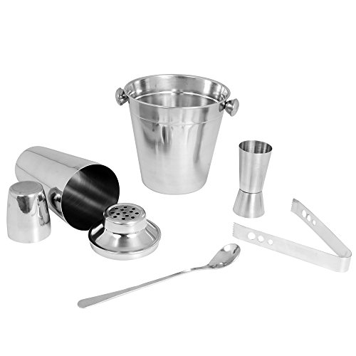 Kosma Cocktail Set aus 5 Stück Edelstahl Barware-Kit Bar Werkzeuge Set (Set Includes: Cocktail Shaker Regular 500ml, Peg Measurer 30x60ml, Ice Tong 5.5 „, Eimer 12 x 13cm, Bar Löffel) - 4