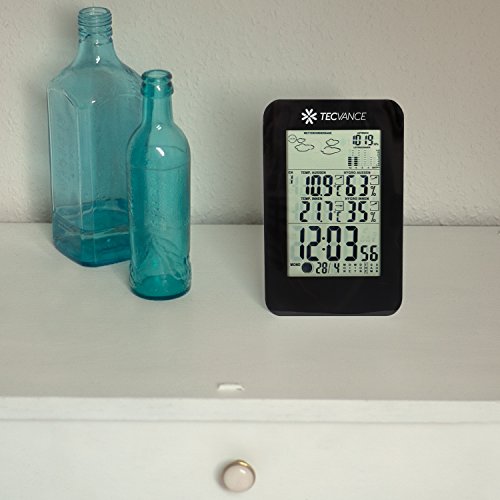 Tecvance NT-1898 Digitale Funkwetterstation inkl. Außensensor und Batterie, schwarz - 8