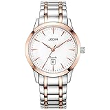 BUREI Damen Einfache Elegante Roségolduhr mit Saphirglas-Linse und Edelstahlarmband mit Zwei Tönen