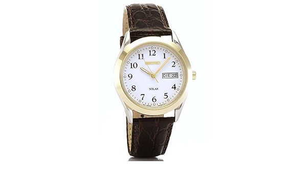 Seiko SNE056P9 Solar Men's Watch Leather Strap – Calibre: V158 :  Amazon.co.uk: Watches
