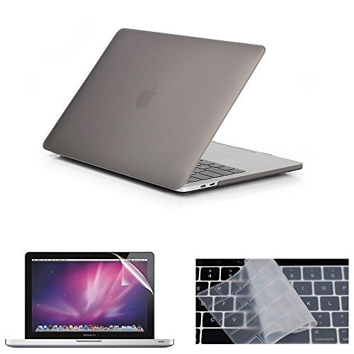 i-Buy Matte Gummierte Harte Schutzhülle Hülle für Macbook pro 13 Zoll mit Berührungsbalken(2016.10 Veröffentlicht,Modell A1706)+ Schutzfolie + Silikon Tastaturschutz - Grau
