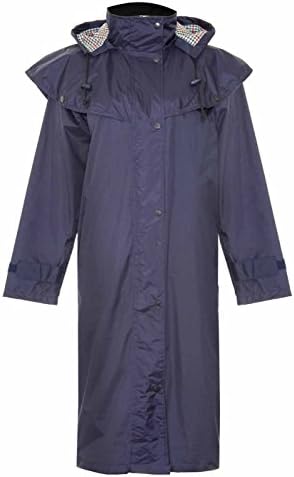 Ladies Sandringham Full Length Waterproof Fabric Lightweight Lined Riding Cape Coat Jacket Trench Coats Macs Lined Detachable Hood Taped Seams Walking Outdoors Countrywear Navy Size 12