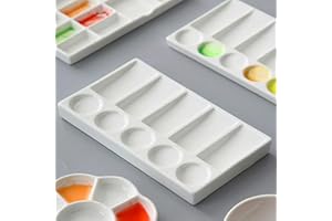 XUBX Paleta de Pinturas de Cerámica, Paleta de Colores Bandeja de Pintura, Paleta de Cerámica, Paleta de Pintura de Artista, Paleta Pintura, Paletas de Pintura para Agua, Aceite o Color acrílico