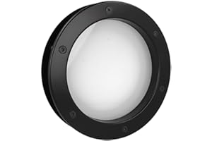 MLS Hublot B4000, Pour Portes, en Aluminium, Verre de Sécurité Feuilleté, Convient Aux Portes de 40 mm D'épaisseur, Vis de Fixation Visibles des Deux Côtés, 350 mm de Diamètre, Verre Dépoli, Noir