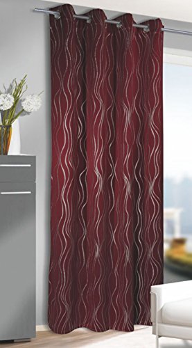 Moderne, sanft fallende Verdunkelungsgardine / Verdunkelungs – Ösenschal / Thermo – Gardine “ BLACK STAR “ in SCHWARZ mit wundervollen Wellenlinien in SILBER – mit Ösen – elegante Optik – Größe 135×245 cm – Blickdicht – Starke Verdunkelung – Wärmeisolierend im Winter – Kühlend im Sommer – Schallschluckend – auch in weiteren Farben erhältlich – aus dem KAMACA-SHOP - 2