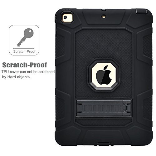 Dailylux Funda para Nuevo iPad 9 7 ulgada 2017 2018 Esquina Parachoques Amplificaci  n de Sonido Protecci  n de Alta Resistencia y Protector Incorporado de Pantalla para Apple iPad 9 7 pulgada 2017 2018-negro