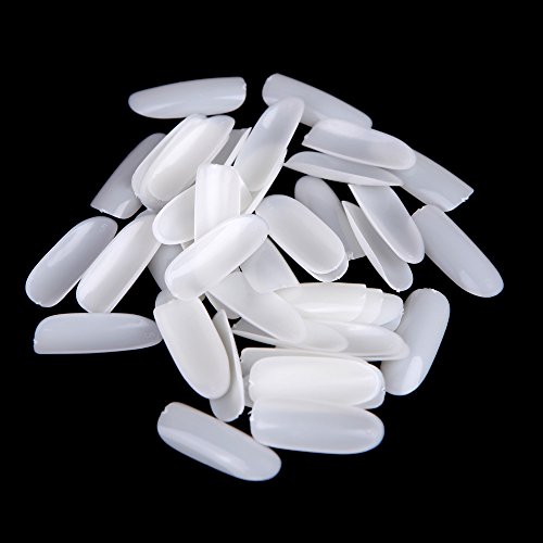 BOOLAVARD 500Stk. Acryl Künstliche Falsche Fingernägel Spitzen Farblos (500 WEISS OVAL (BOO8))