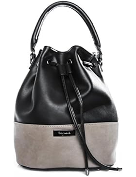 tragwert. Beuteltasche Damen Bucket Bag MIA Damenhandtasche in schwarz und schwarz-taupe - Handtasche Damentasche...