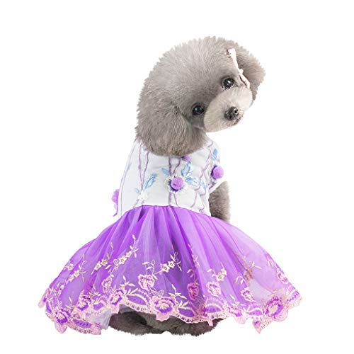 Preisvergleich Produktbild Hawkimin Haustier Kleid, Wunderbares Stickerei Haarkugel Seidenrock Polyester Welpen Hunde Kostüm Weste T-Shirt Partykleider Teddy Kleidung