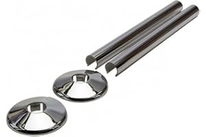 ZYWUOY 2 cubiertas de tubería de radiador de 15 mm, collares cortados para baño, cromo (cromo)