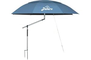 Dekero 240cm parasol plażowy,wiatroszczelną promieniowaniem UV parasole przeciwsłoneczny,z kotwicą do piasku,uchylną aluminiową tyczką,na plażowe, ogrodowy, trawnikach, wędkarski