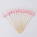 Produktbild HENGSONG 100 Stück Bambus Food Picks Einweg Snack Frucht Gabel Fingerfood Spieße Cocktail Party Festival Dekoration (Rosa Herz)