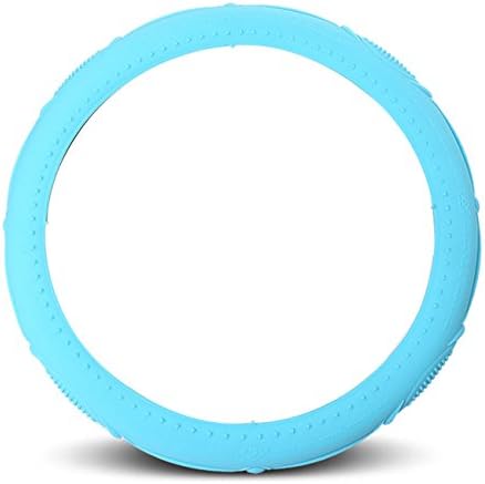 ASJ Natural Silicone Sport Steering Wheel Cover Super Feel Skid Environmental Tasteless Silicone Universal Candy-colored (Light blue)