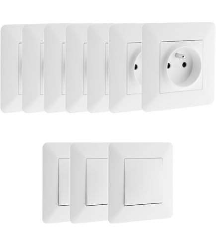 Lot De 10 Prises électriques Blanches ABSINA - Neuves