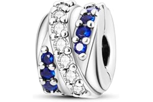 CYCUFF Clip Spacer Charm per bracciale in argento Sterling 925, con zirconi cubici, chiusura a clip, idea regalo per donne e ragazze