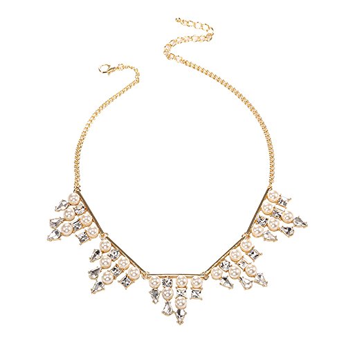 Lureme Fashion Faux Pearl and Luxurious Crystal Pendant Statement Necklace (nl005415)
