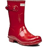 Vulkanisierte Gummi Bau Damen Hunter Original Short Gloss Schnee Regen Gummistiefel Stiefel - Militär Rot - 39