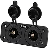 Rupse DC 12V-24V Marine Waterproof Motorcycle Car Dual Cigarette Lighter Sockets Double Plugs Power Outlet