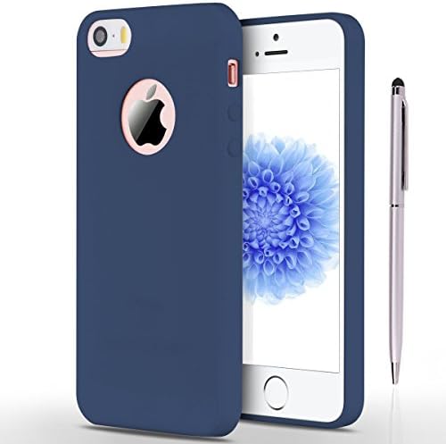 iPhone 5S Case, iPhone SE Case, CaseLover Ultra Thin Slim TPU Silicone Cover for iPhone SE / iPhone 5S / iPhone 5 Matt Gel Rubber Bumper Shockproof Protection Scratch Resistance Non-Slip Phone Shell with Stylus Pen Candy Color - Dark blue