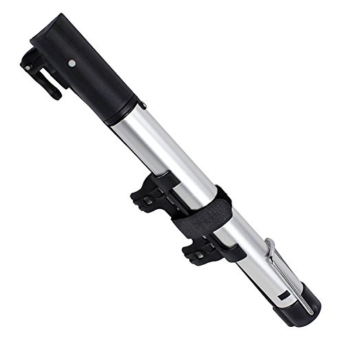 Mini Fahrradpumpe aus Aluminium Kompatibel mit Presta und Schrader Ventile, Silber/Schwarz Tragbare Mini Bike Pumpe mit Rahmen Montage, Perfekt für Fahrrad - Not Just A Gadget