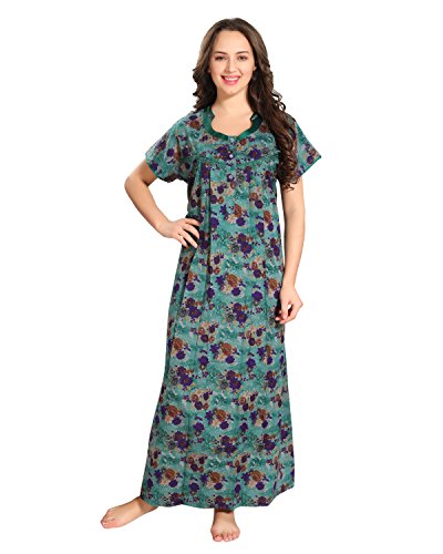 AV2Women's Poly Cotton Printed Maxi Nightgown