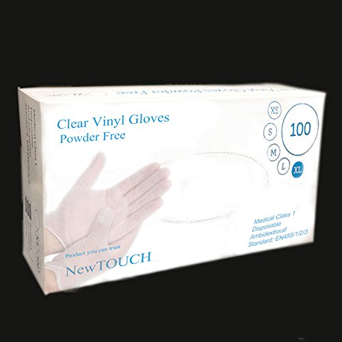 NewTouch Disposable Clear Vinyl Gloves Powder Free Food Safe Medical x 1000