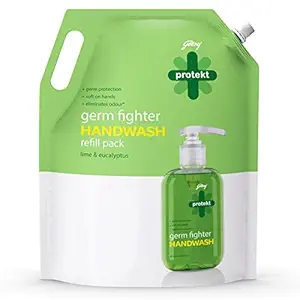 Godrej Protekt Germ Fighter Handwash Refill | Lime & Eucalyptus - Germ Protection | 1.5 L