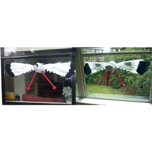 Fensterstorch klein Storch fliegt durch Fenster 90cm Deko Geburt Babyparty