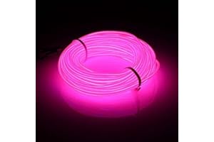 KMRUAZRE San Jison 16 Pieds 5M Flexible EL Fil Tube Néon Light Avec Contrôleur 3 Modes LED Lumière De Voiture Dance Partie De Mariage Bar intérieur et extérieur Décor(Rose)