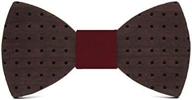 Wooden bow tie Snow. Fashion collection for men: Handmade of walnut by Territorial Wood. Wedding & events. Elegant and original gift. Adjustable ribbon. Burgundy cloth knot (9 colours more)