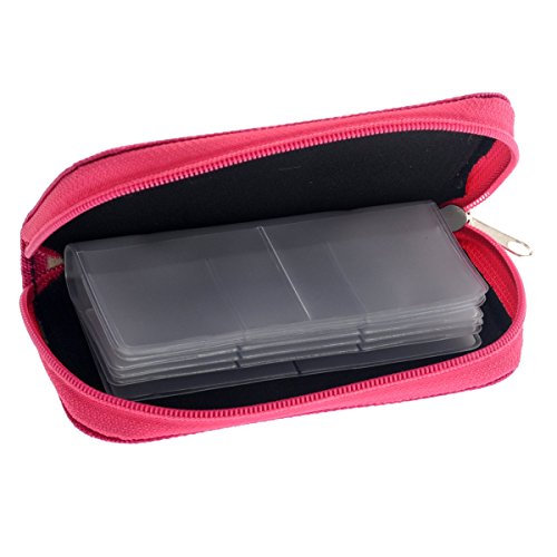 SODIAL(R)Tragbar 22 Schlitze SD SDHC MMC CF Micro-SD Speicherkartenhalter Tasche Kasten Reissverschluss Aufbewahrungsbeutel Beschuetzer (Rose Red) - 5
